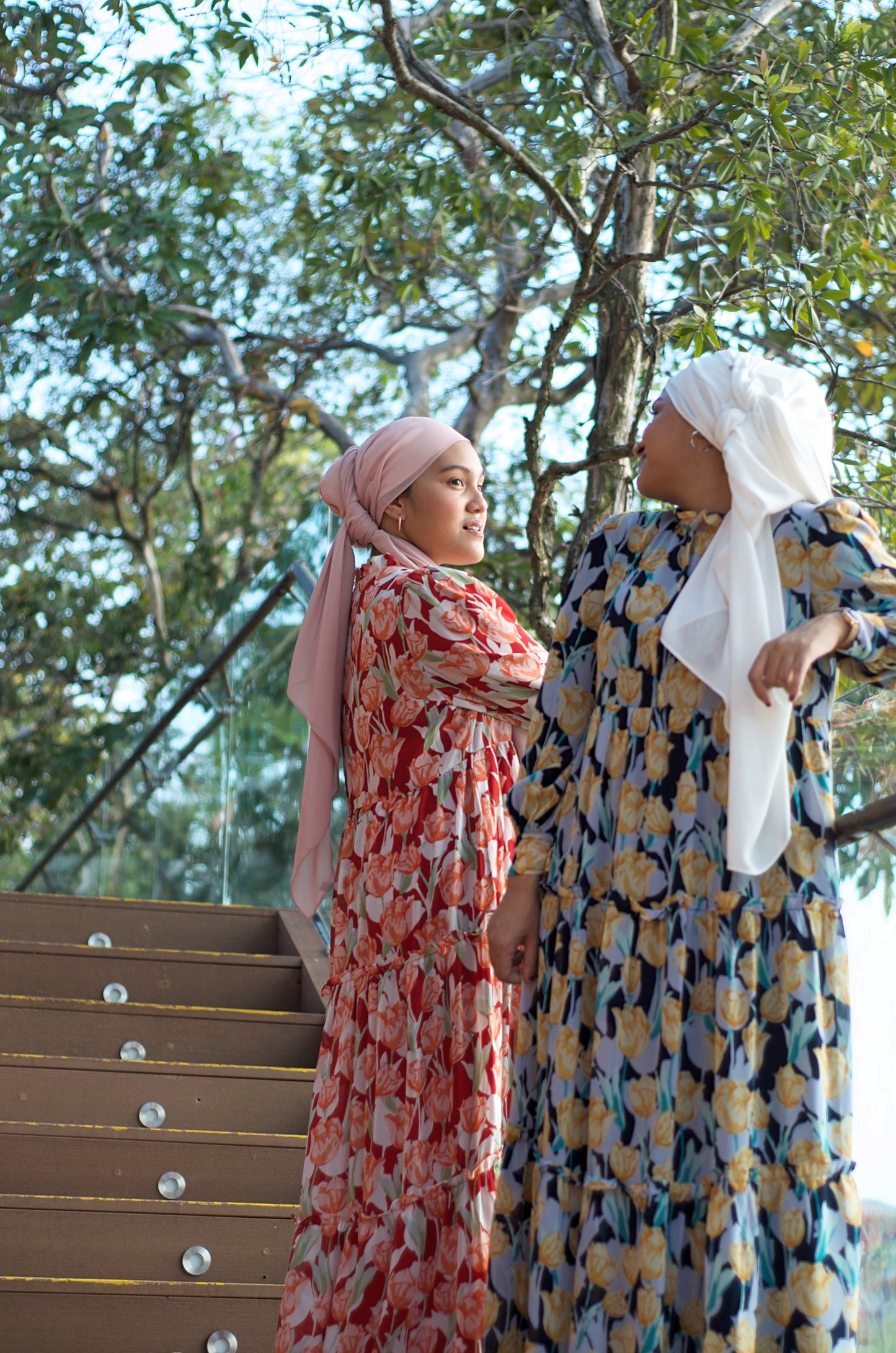 A red floral maxi dress