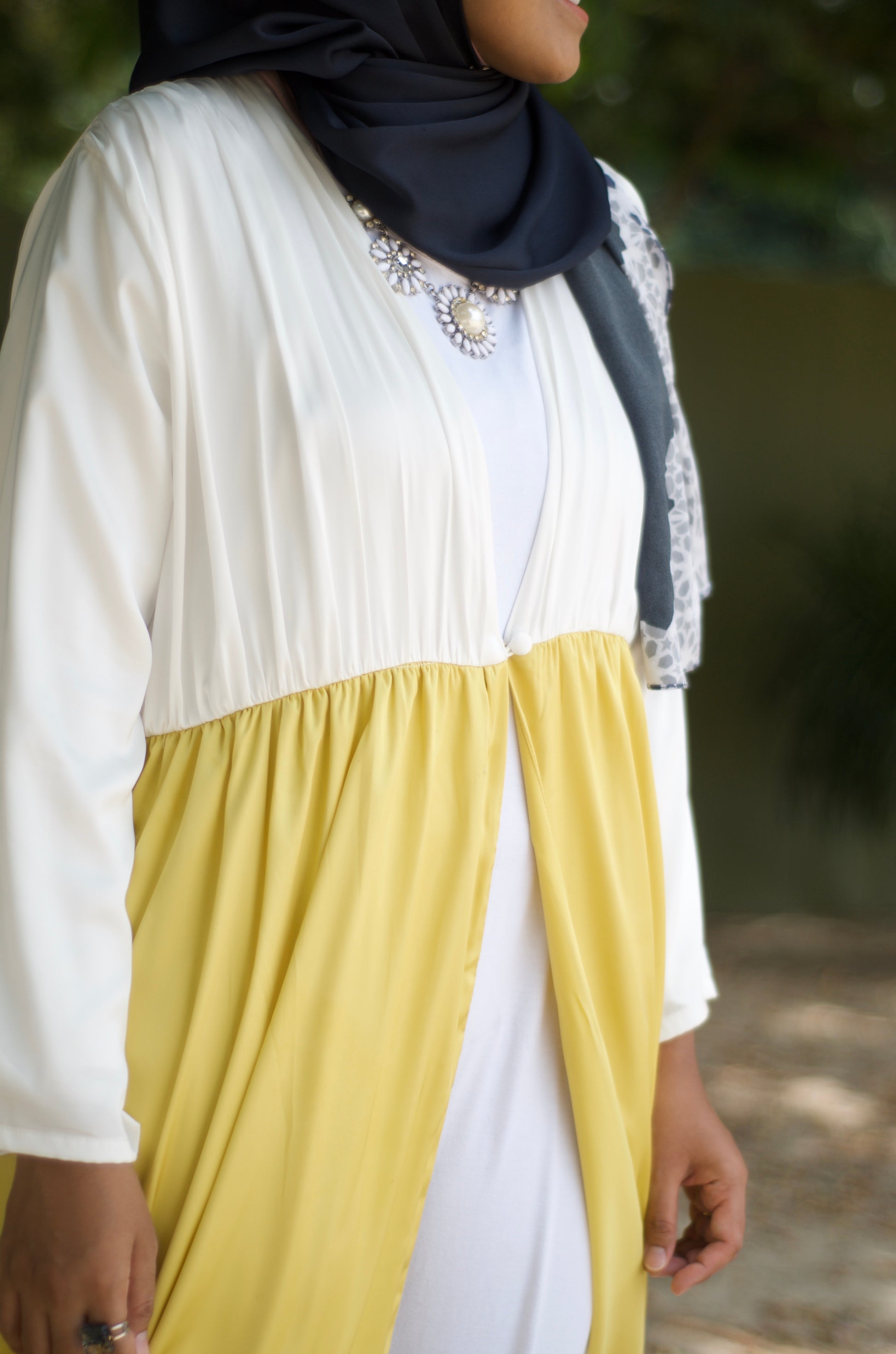 A white and yellow maxi dress