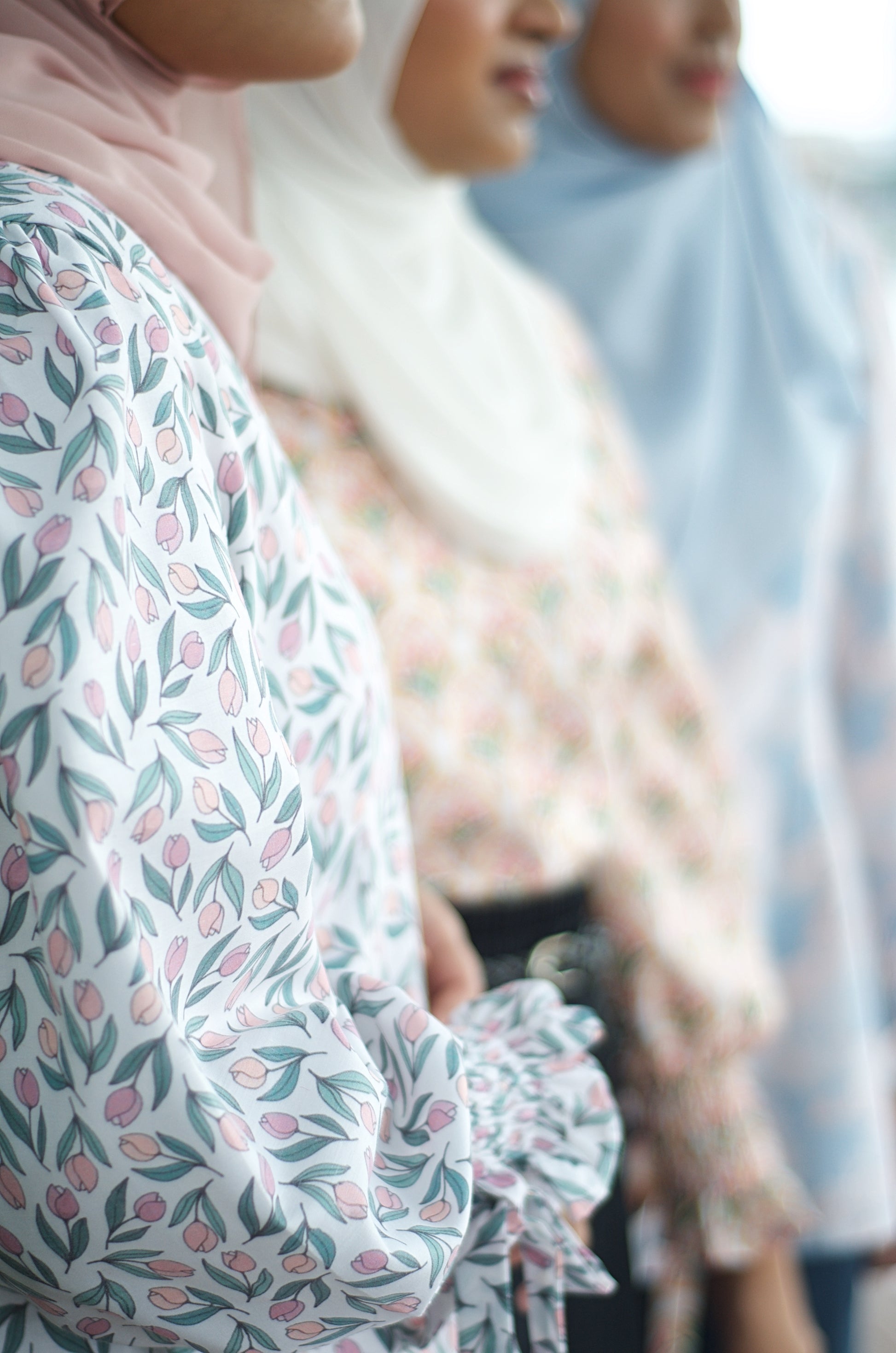 Modest blouse with tulip prints